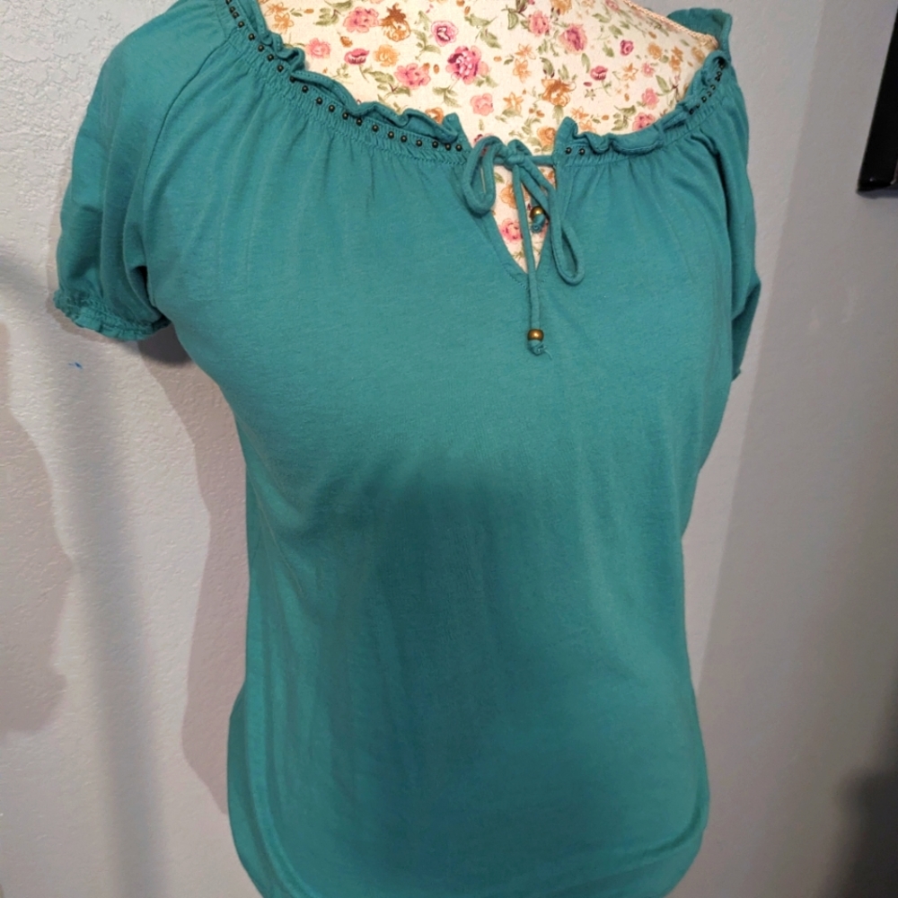 Ralph Lauren Seafoam Blouse w Keyhole